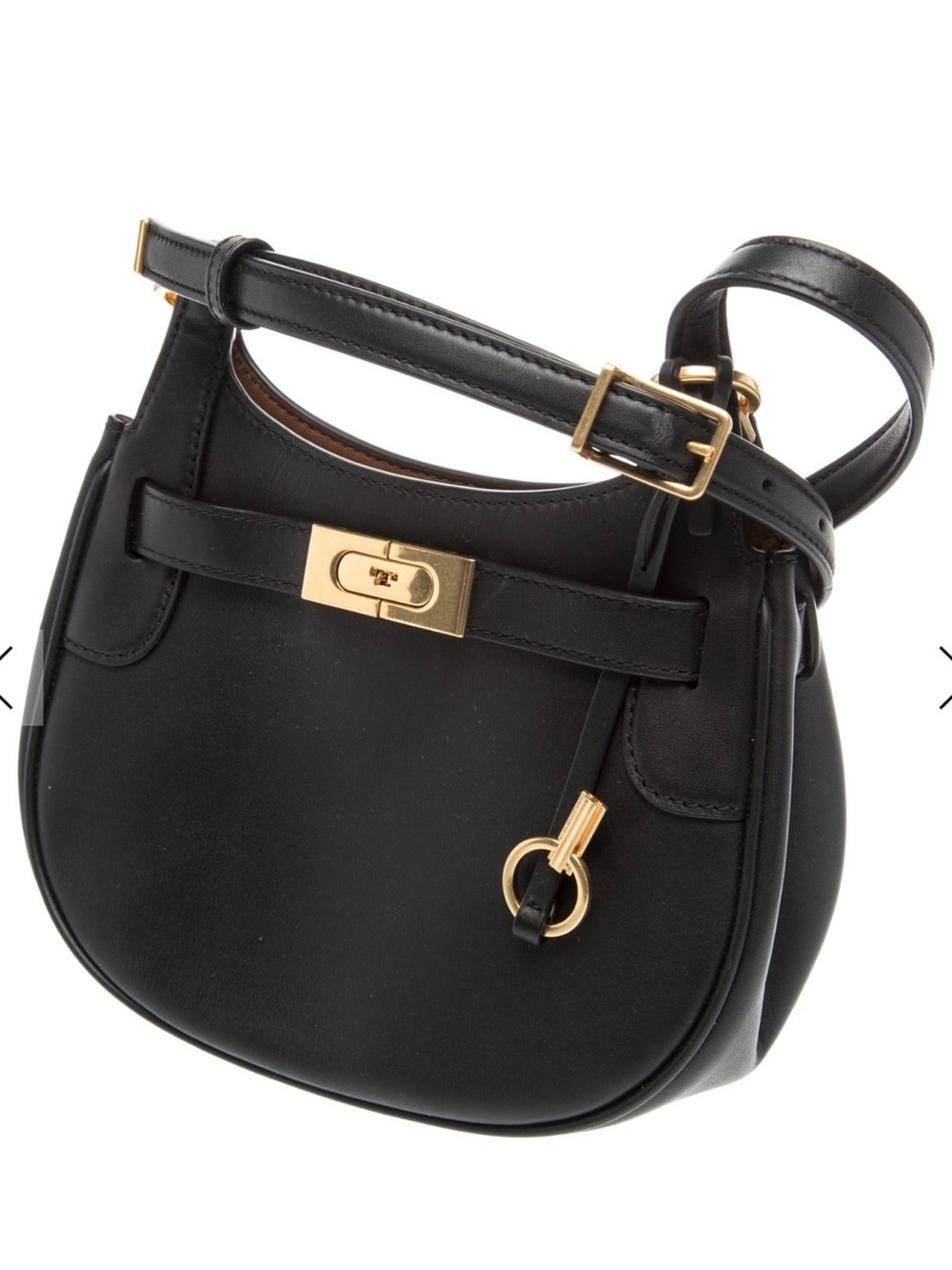Tory Burch Black Leather Small Saddle Shoulder/Crossbody Bag NWT